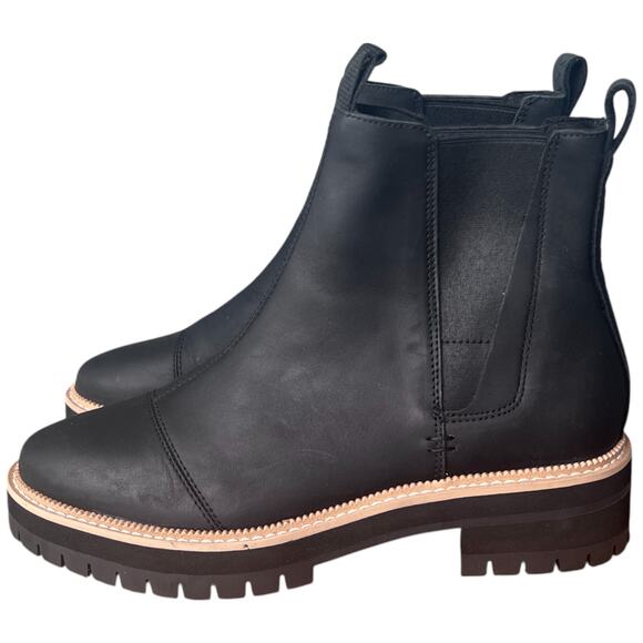 TOMS Dakota Chelsea Black Chelsea Boots Women's Size 8 Lug Sole Pull On - Picture 1 of 16